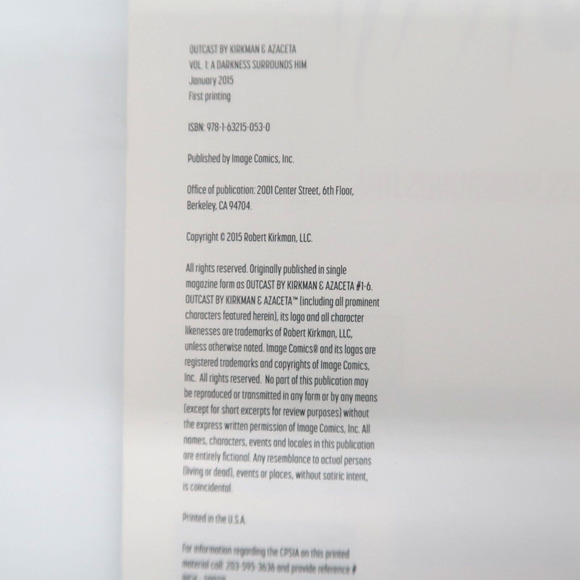 Outcast Vol 1 : A Darkness Surrounds Him by Kirkman & Azaceta Image Comics 2015 - Picture 2 of 5